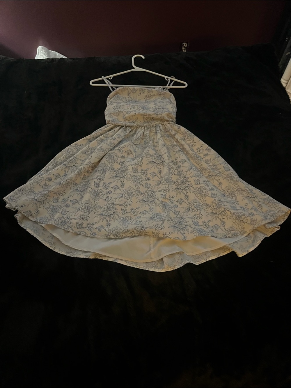 SHEIN Cream Dress with Blue Floral Print
